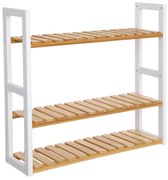 Prateleira de banheiro de bambu SONGMICS, rack de plantas ajustável de 3 camadas, montado na parede ou suporte, na sala de estar, varanda, cozinha, natural e branco BCB13WN