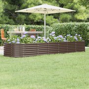 vidaXL Canteiro elevado jardim 296x80x36cm aço revestido a pó castanho