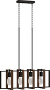 HOMCOM Luminária pendente moderna, lustre de teto com 4 quadros rotativos e altura regulável, 80 x 21 x 90-130 cm, nogueira | Aosom Portugal