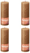 Bolsius Velas rústicas cilíndri. Shine 4pcs 190x68mm castanho moderno