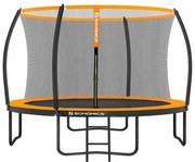 Trampolim de jardim Ø 366 cm com rede de segurança Preto-laranja