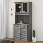 vidaXL Armário alto VIGO 78x40x175 cm madeira de pinho maciça cinzento