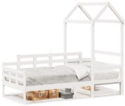 Sofá-cama com telhado 80x200 cm madeira de pinho maciça branco