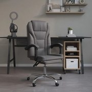 vidaXL Cadeira de escritório reclinável couro artificial cinzento