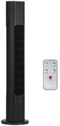 HOMCOM Ventoinha de Coluna com Controlo Remoto Oscilação de 75° Temporizador 3 Velocidades 3 Modos Silencioso Ø18x78,5 cm Preto