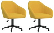 Cadeiras de jantar giratórias 2 pcs veludo amarelo