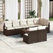 vidaXL Conjunto de Sofás de Jardim Modular com 8 Peças e Almofadas Cinzas em Rattan Sintético
