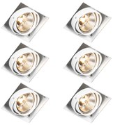 Conjunto de 6 focos embutidos brancos GU10 AR111 sem aro ajustáveis - Oneon