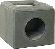 PawHut Casinha para gato 2 níveis com almofada de pelúcia macia - 36,5 x 36,5 x 33 cm cinza | Aosom Portugal