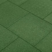 vidaXL Ladrilhos prot. contra quedas 24 pcs borracha 50x50x3 cm verde