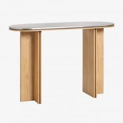 Consola De Entrada Oval 120x40 Cm Em Chapa De Carvalho E Aço Inoxidável Lindina Castanho Roble - Sklum