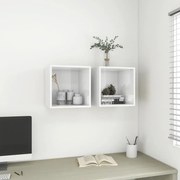 vidaXL Armários de parede 2 pcs derivados de madeira branco brilhante