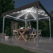 vidaXL Gazebo com cordões de luzes LED 300x300 cm alumínio antracite