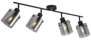 Foco de teto de design preto com vidro fumê 4 luzes - Domo Moderno