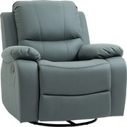 HOMCOM Poltrona de relax com ajuste de inclinação até 135° giratória 360 graus 93 cm x 100 cm x 98 cm estrutura em aço Verde | Aosom Portugal
