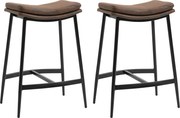 HOMCOM Conjunto de 2 Bancos Altos de Cozinha Bancos de Bar com Estrutura de Aço Estilo Industrial 48,5x38,5x68,5 cm Marrom | Aosom Portugal