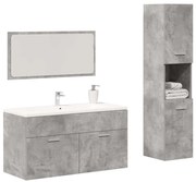 vidaXL 3 pcs conj. móveis casa banho derivados madeira cinza cimento