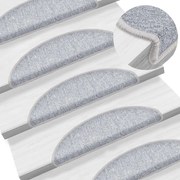 vidaXL Tapetes de escada 15 pcs 56x17x3 cm cinzento claro