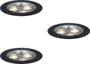 Conjunto de 3 Spots de Solo Modernos Preto 3-Luzes IP65 - Tribus