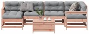 vidaXL 7 pcs conj. lounge jardim com almofadões madeira douglas maciça