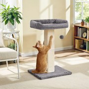 Arranhador para gatos com plataforma de pelúcia de 40 x 30 cm e tronco para arranhar 45 x 40 x 71 cm Cinzento