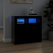 Aparador com luzes LED 80x35x75 cm preto