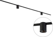 Sistema de calhas de iluminação moderno preto com 2 focos monofásicos - Iconic Rondoo Up