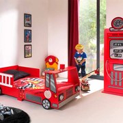 Conjunto Cama Infantil Camião Bombeiros TODDLER + GUARDA ROUPA BOMBA GASOLINA VERMELHO