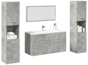 vidaXL 4 pcs conj. móveis casa banho derivados madeira cinza cimento
