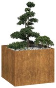 vidaXL Floreira enferrujada 100x100x80 cm aço resistente