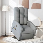 vidaXL Poltrona reclinável massagens tecido cinzento-claro