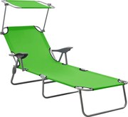 vidaXL Espreguiçadeira com toldo aço verde