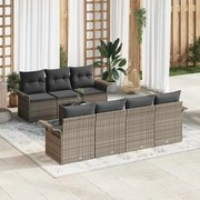 vidaXL Conjunto de Sofá de Jardim de 8 Peças com Almofadas Cinza em Rattan Poliéster