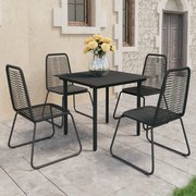 vidaXL 5 pcs conjunto de jantar para jardim vime de PVC preto
