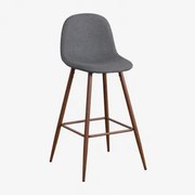 Pacote De 2 Bancos Altos Glamm Gris Antracita & ↑75 Cm & Madeira Escura - Sklum