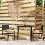 3 pcs conjunto de jantar para jardim preto