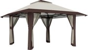 Outsunny Pavilhão de jardim 4 x 4 m, Tenda de jardim com laterais em tela, Proteção UPF50+, Pavilhão de festa com altura ajustável, Bege | Aosom Portugal