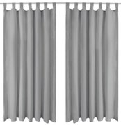 Cortinas de cetim com presilhas 2 pcs 140x245 cm cinzento