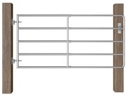 vidaXL Portão para campo 5 barras aço (95-170)x90 cm prateado