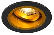 Foco embutido redondo preto com dourado rotativo e inclinável - Chuck Moderno