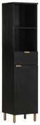vidaXL Armário de casa de banho 38x33x160 cm mangueira maciça preto