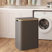 Cesto para roupa suja com tampa, 130 L 52 x 38,5 x 70,5 cm preto