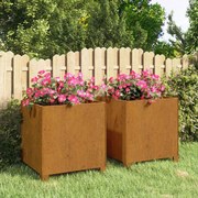 vidaXL Vasos/floreira c/ pernas 2pcs 40x40x40cm aço corten enferrujado