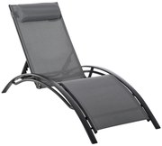 Outsunny Espreguiçadeira de Jardim Reclinável com Encosto Ajustável em 5 Posições e Apoio de Cabeça Removível 171x64x82 cm Cinza | Aosom Portugal