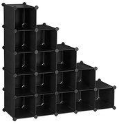 SONGMICS Sapateira intertravada, organizador de armazenamento retangular, unidade de prateleira de armazenamento modular DIY de 15 slots, guarda-roupa de fio de metal, preto LPC44HV1