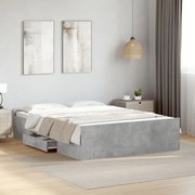 vidaXL Estrutura de cama c/ gavetas derivados de madeira cinza-cimento