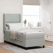 vidaXL Cama Box com Colchão &amp; Luz LED Cinza Claro 80x200 cm Veludo