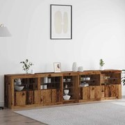 vidaXL Aparador com Luzes LED Madeira Velha 283x37x67 cm Madeira de Engenharia