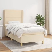 vidaXL Cama com molas/colchão 90x200 cm tecido cor crème