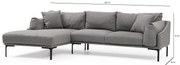 Sofá de Canto Leo – Cinzento – 255 x 150 cm